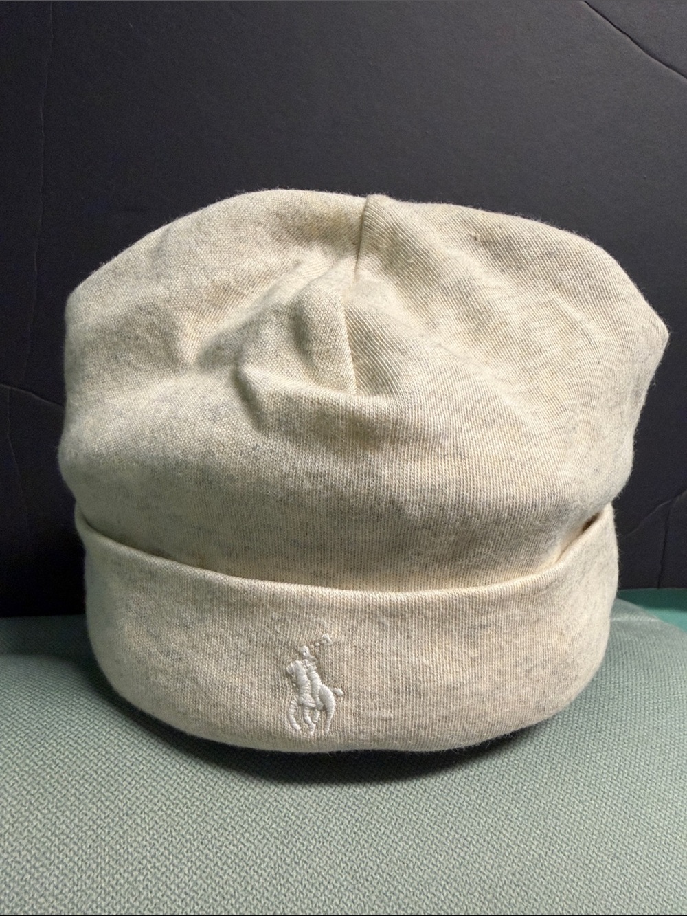 Polo Ralph Lauren Cream Knit Beanie with Embroidered Pony
